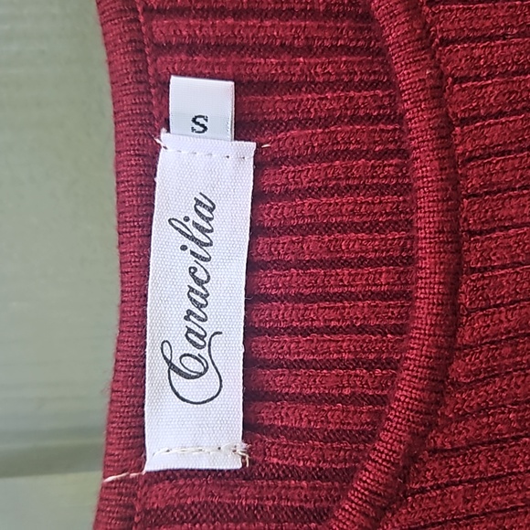 Ladies Caracilia maroon Body Con dress tie front small - Picture 3 of 7